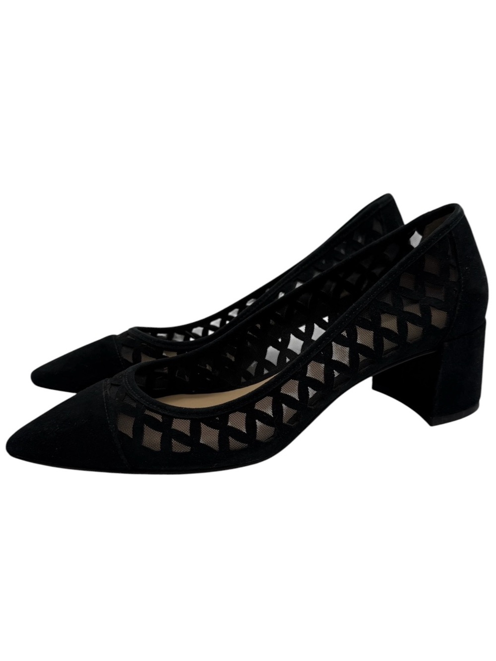 Ann Taylor Womens Shoes Suede Pumps Sz 7 Black Point Toe Heels Feminine Chic